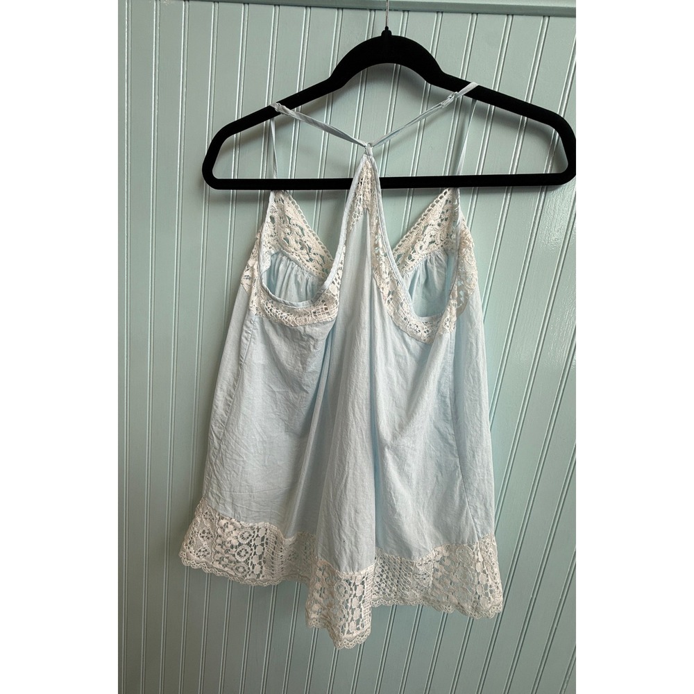 In Bloom by Jonquil Robin's Egg Blue Crochet Lace Cami Top Racerback‎ Boho - Picture 5 of 6